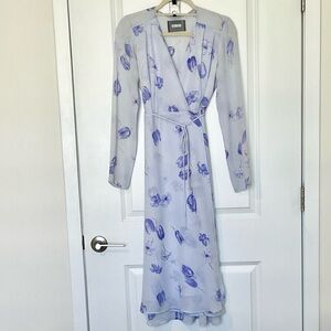 Reformation Light Lavender Floral Wrap Dress